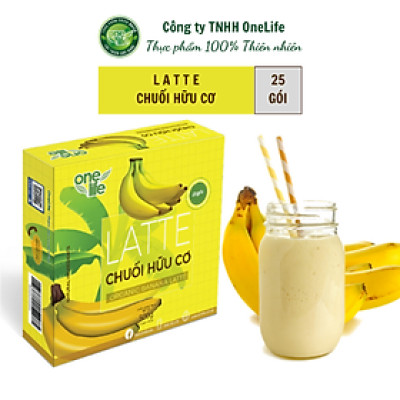 Trái Cây Sạch - Latte Chuối Hữu Cơ OneLife - Sinh Tố Chuối (Hộp 25 gói)