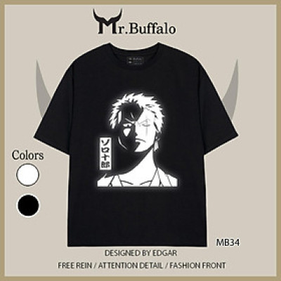Áo Tay Lỡ Phản Quang Zoro Onepiece mr.buffalo cotton 100% MB34