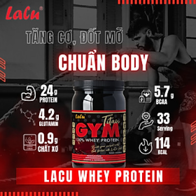 Bột đạm Lacu Whey Protein Vị Socola Trọng lượng 1kg - Hỗ trợ tăng cơ đốt mỡ - Hàng chính hãng nhập khẩu nguyên hộp