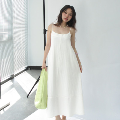 DOTTIE - Đầm midi hai dây - Trắng - D0713