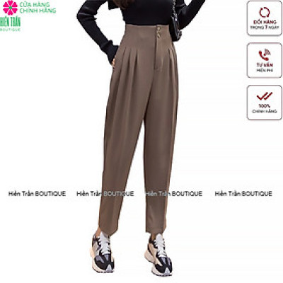 Quần baggy nữ công sở Hiền Trần BOUTIQUE cạp liền 2 khuy