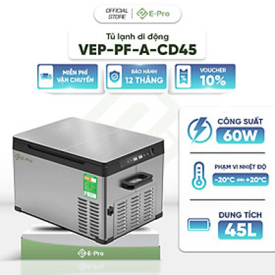 [Hàng Chính Hãng] Tủ lạnh ô tô di động E-pro CD45 - Làm đá siêu tốc - Cắm trại hoặc sử dụng tại nhà