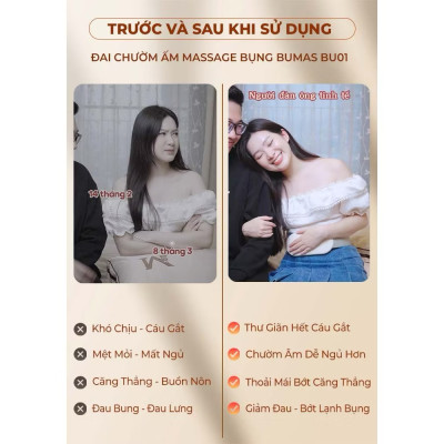 Đai Chườm Nóng - Máy Massage Giảm Đau Bụng Kinh BUMAS BU01 - Hỗ Trợ Chống Lão Hoá Da Sau Sinh
