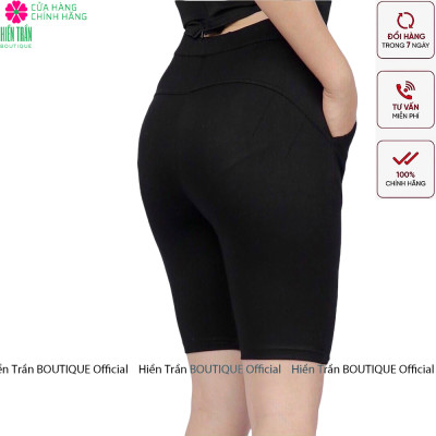 Quần legging nữ Hiền Trần BOUTIQUE nâng mông lưng cạp cao vải thun dày dặn đùi ngố lửng ôm body bó mặc nhà tập gym yoga