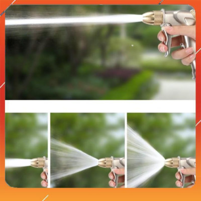 ️Evoucher Bộ dây vòi xịt nước rửa xe, tưới cây , tăng áp 3 lần, loại 7m, 10m 206701 đầu đồng,cút đồng+  móc khoá