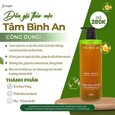 Dầu Gội Tâm Bình An giữ tron tinh túy từ các nguyên liệu thiên, cung cấp dưỡng chất từ dược liệu quý Trà Hoa Vàng - 500ml