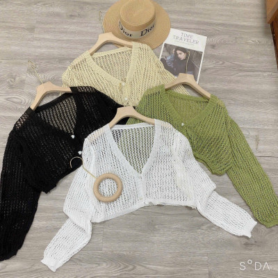 Áo Khoác Len Cardigan Dáng Croptop Mỏng 2 Cúc ( Khuy) Dáng Hàn Quốc