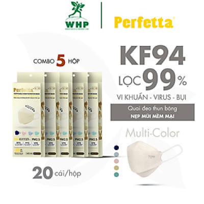 [COMBO 5 HỘP] - Khẩu Trang KF94 Phong Cách Hàn Quốc Chất Lượng Cao, Kháng Khuẩn, Chống Bụi Mịn, 3 Lớp, Bảo Vệ Tối Ưu, Đóng Gói Từng Cái - (20 cái/hộp)