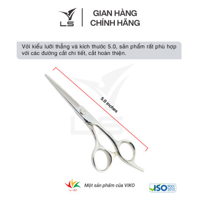 Kéo cắt tóc LS lưỡi thẳng quai offset phẳng đỡ ngón cố định CB13/5.0