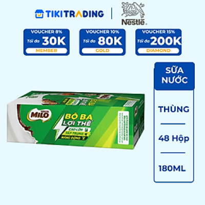 Thùng 48 Hộp Sữa Nestlé MILO Nước (180ml / Hộp)