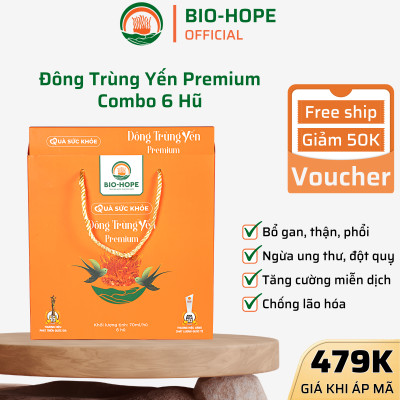 Combo 6 Hũ Đông Trùng Yến Premium Nguyên Chất BIO HOPE, Kết Hợp Giữa Đông Trùng Hạ Thảo Và Yến Sào Nguyên Chất