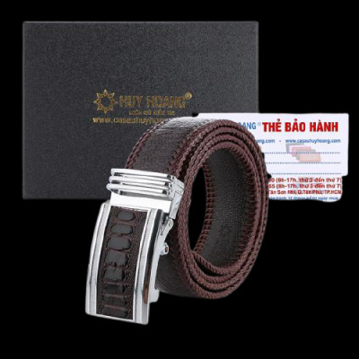 HP4458-62-66-70 - Thắt lưng nam da đà điểu Huy Hoàng đan viền 4P màu đen, nâu đất, vàng bò, nâu đỏ