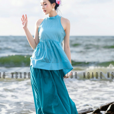Chân váy xanh ngọc NGADO , váy nữ , Chân váy xòe nữ , Chân váy dài , Chân váy thiết kế
