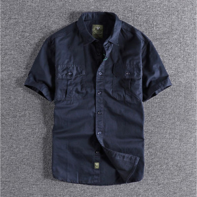 Áo sơ mi Retro túi hộp ngắn tay chiến thuật_dã ngoại