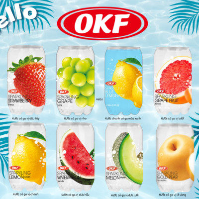 Nước ngọt có ga giải khát vị bưởi (NƯỚC BƯỞI CÓ GA) OKF HÀN QUỐC x 6 lon 350ml