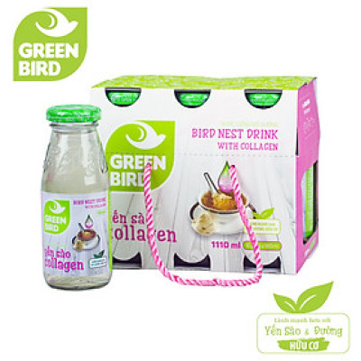 Lốc Green Bird - Nước Uống Bổ Dưỡng Yến Sào và Collagen - (6 chai*185ml)