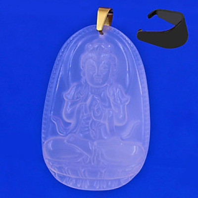 [Tuổi Mùi, Thân] Mặt Dây Chuyền Phật Đại Nhật Như Lai Đá Mã Não Trắng Size Nhỏ 3.6cm - Tặng Kèm Móc Inox - Phong Thủy 868 - May Mắn - Bình An