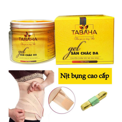 Kem tan mỡ TABAHA 250gr Kèm Đai nịt bụng định hình cao cấp 2 lớp và thước dây
