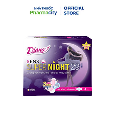 Băng vệ sinh ban đêm Diana Sensi Night 29cm (Gói 4 miếng)