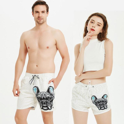 Quần Đi Biển Đôi - Quần Đùi Đôi - Thời Trang Đôi Mùa Hè - Quần Short Cặp Đôi SQ220 White Pug