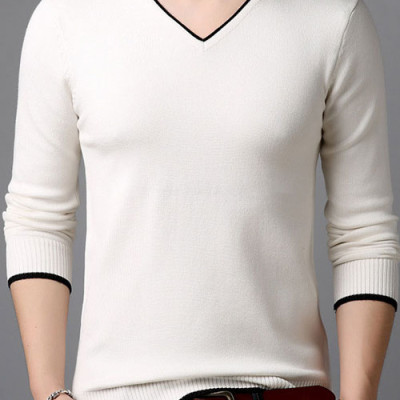 Áo len nam dài tay cổ tim phong cách Hàn Quốc
