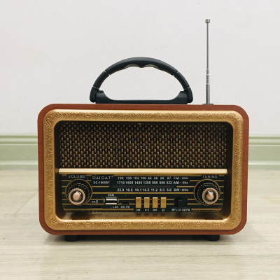 Đài FM Bluetooth5.1/USB/TF DC-8070BT Đài phát thanh cổ điển Sang trọng -Fm Am Sw 3 băng tần với USB Sd Tf Mp3 Radio vân gỗ-Hàng Chính Hãng