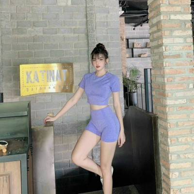 Bộ Đùi Ngắn Tay Dệt Kim Tập Yoga Gym