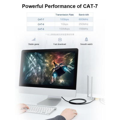 Cáp mạng phẳng tốc độ nhanh Gigabit bảo vệ kép RJ45 cho doanh nghiệp VENTION Ethernet Cat 7 