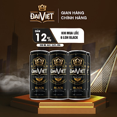 [Lốc (06) lon 330ml] Bia Black Đại Việt, Bia đen sản xuất theo luật bia tinh dòng của Bia Đức, không hóa chất, Bia việt dành cho người có gu