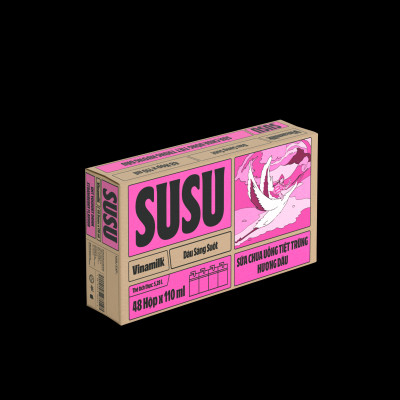 Sữa chua uống hương dâu Vinamilk Susu - Thùng 48 hộp 110ml.