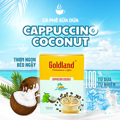 Cà phê Cappuccino Dừa Goldland Hộp 200g (10 gói x 20g)/ Cà phê Song Nguyên