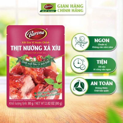 Combo 5 gói Gia Vị Thịt Nướng Xá Xíu Barona 80g tươi ngon chuẩn vị không cần nêm nếm