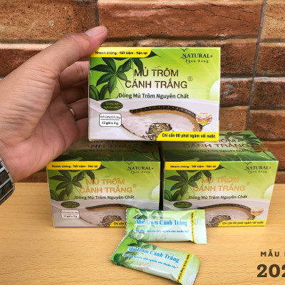 Mủ Trôm Cánh Trắng - Hộp 12 gói (mỗi gói pha với 500ml nước) sử dụng tiện lợi và nhanh chóng