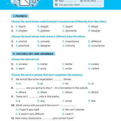 Giải Thích Và Ôn Luyện Chuyên Đề Tiếng Anh Thi Vào Lớp 6 Trường THCS Chất Lượng Cao