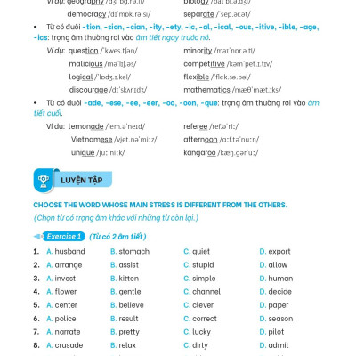 Giải Thích Và Ôn Luyện Chuyên Đề Tiếng Anh Thi Vào Lớp 6 Trường THCS Chất Lượng Cao