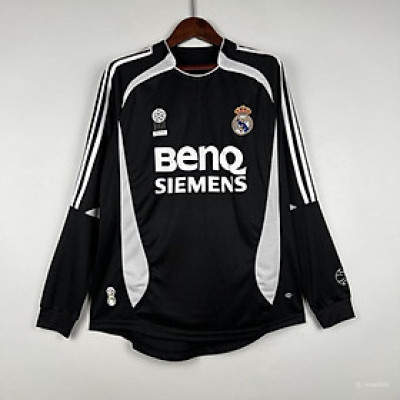 Áo Bóng Đá Retro Real Madrid 2006 Dài Tay - Sân Khách bản cao cấp vải Cotton Polyester