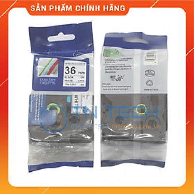Nhãn In TNE-S261 - Đen nền trắng 36mm x 8m - Dùng cho máy in BROTHER - AIMO - PUTY [Hàng nhập khẩu]