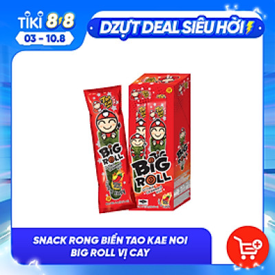 Hộp 6 gói Snack rong biển Tao Kae Noi Big Roll vị cay (3,6g)