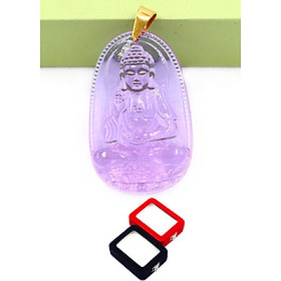 Mặt phật A Di Đà pha lê tím 3.6cm kèm hộp nhung - Phật bản mệnh tuổi Tuất, Hợi - Mặt phật size nhỏ