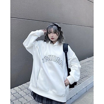 Áo Hoodie da lộn phản quang sành điệu dáng oversize cho nam nữ