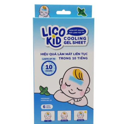 DÁN HẠ SỐT NHANH, GIẢM ĐAU, CHÙM MÁT LẠNH LICO KID BẠC HÀ - Hộp 6 Miếng