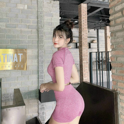 Bộ Đùi Ngắn Tay Dệt Kim Tập Yoga Gym