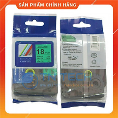 Nhãn In HZE-741 - Đen nền xanh lá 18mm x 8m - Dùng cho máy in BROTHER - AIMO - PUTY [Hàng nhập khẩu]