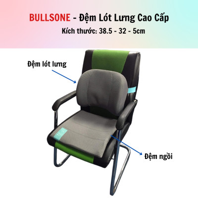 Đệm Lưng Cao Cấp Bullsone - Xám - Hàng chính hãng