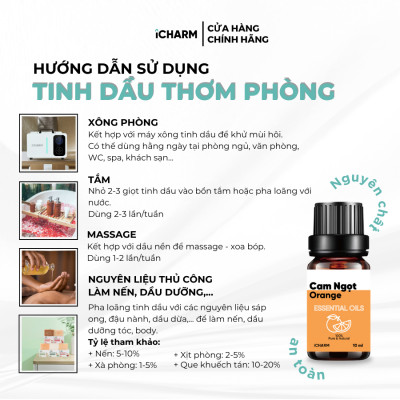 Tinh dầu xông phòng - Tinh dầu thiên nhiên nguyên chất, đuổi muỗi iCHARM