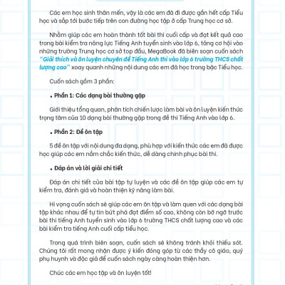 Giải Thích Và Ôn Luyện Chuyên Đề Tiếng Anh Thi Vào Lớp 6 Trường THCS Chất Lượng Cao