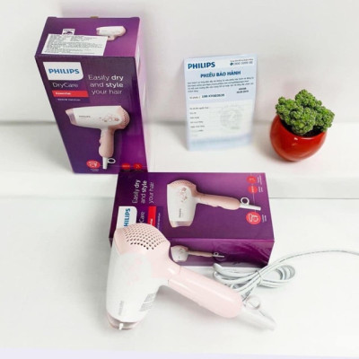 Máy sấy tóc mini gấp gọn Philips HP8108, công suất 1000W, an toàn bảo vệ tóc, bảo hành 2 năm|Hàng Chính Hãng