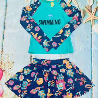 Váy Bơi Dài Tay Họa Tiết Trẻ Trung