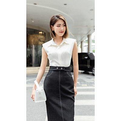 Chân váy suông ôm Alma thiết kế cao cấp WHITE CHIC