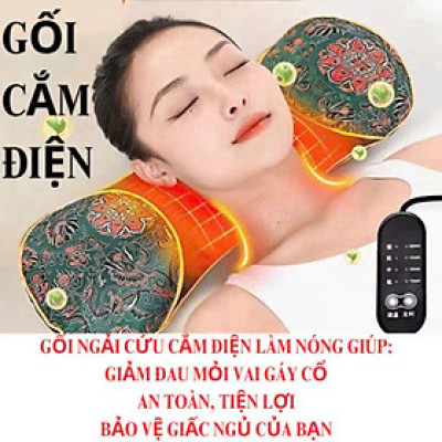 Gối Ngải Cứu Cắm Điện Giảm Đau Vai Gáy chống đột quỵ Gối Thảo Dược Hương Thơm Thảo Mộc